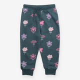 Joggers green with flowers