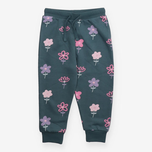 Joggers green with flowers