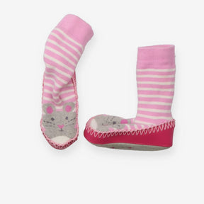 Slippers Pink Stripe Mouse Moccasins