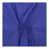 Short Sleeve Top Cobalt Blue Gathered Button Neckl