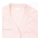 V-Neck Chunky Knit Cardigan Dusty Pink Cotton
