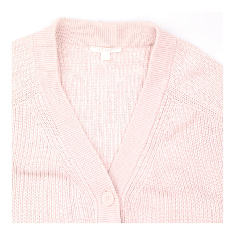 V-Neck Chunky Knit Cardigan Dusty Pink Cotton