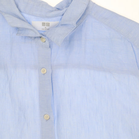 100% Linen Blue Sleeveless Summer Shirt