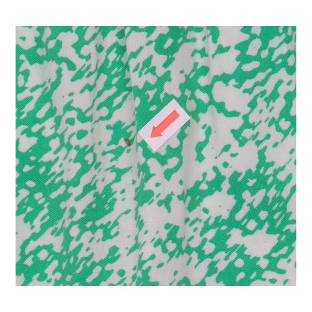 Midi Dress Green White Abstract Print Tiered Strap
