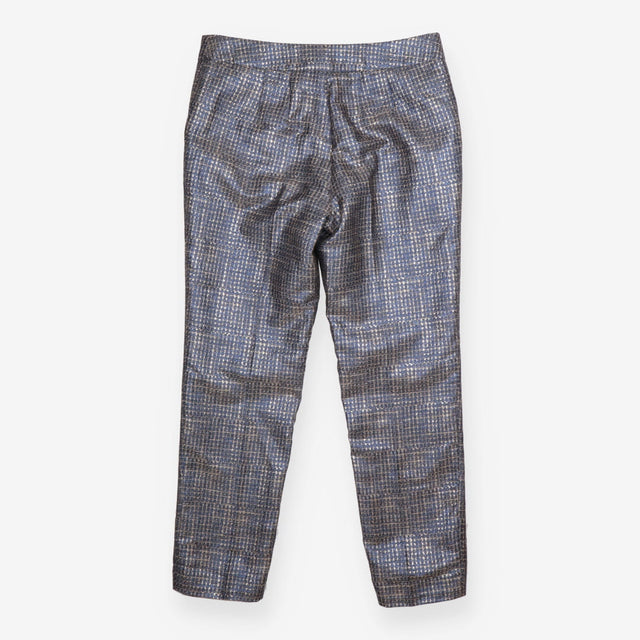 Cropped Trousers Blue Gold Metallic Tweed 7/8