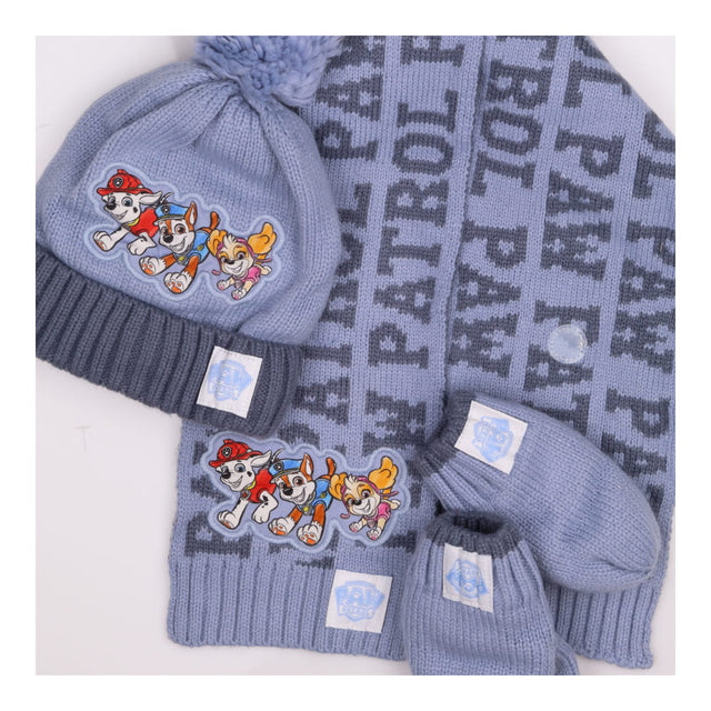 Scarf hat gloves Paw Patrol blue