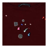 Gem Collar Short Sleeve Knit Top