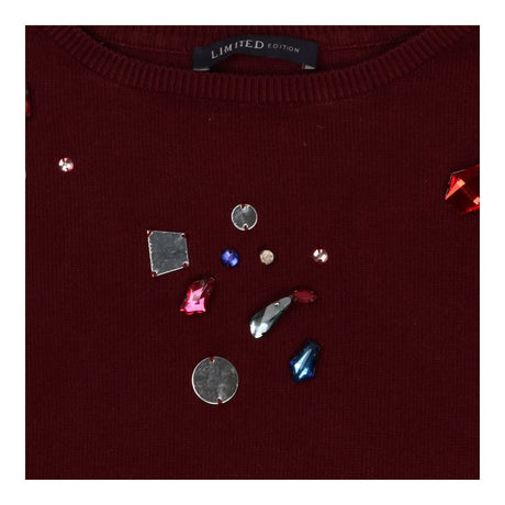 Gem Collar Short Sleeve Knit Top