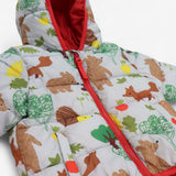 Coat Grey Puffer with Bears in the Woods