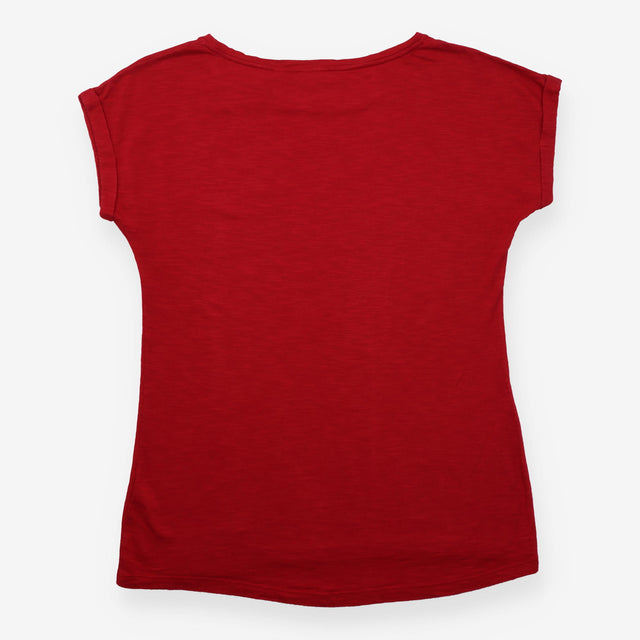 T-Shirt Short Sleeve Red Slub Crew Neck