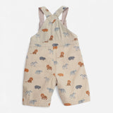 Dungarees Shortie Woven Cream Safari Print