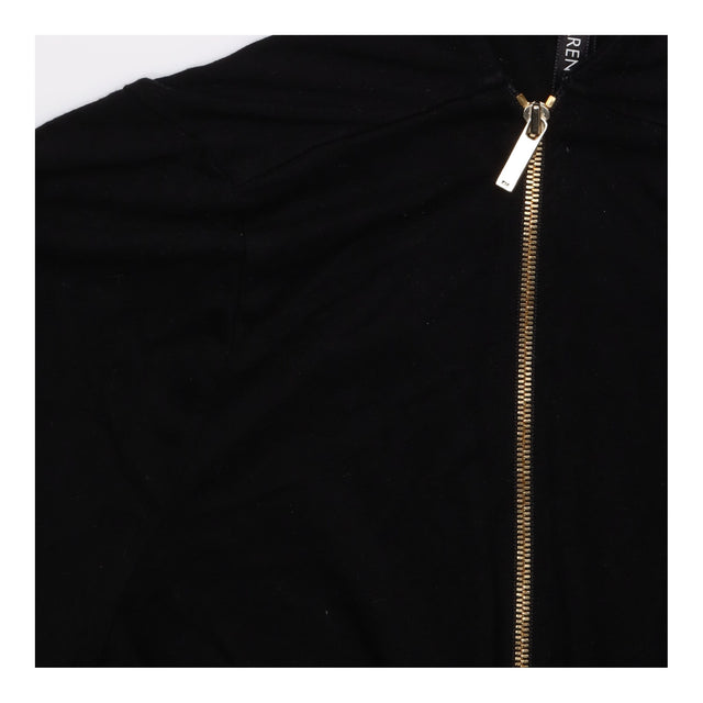 Top Black Short Sleeve Gold Zip Mock Neck