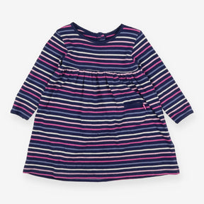 Navy Dress Multi-Colour Stripes
