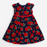 Dress short sleeves navy with roses