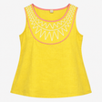 Linen Top Embroidered Neckline Sleeveless Tank