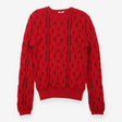 Jumper Red Cable Knit Wool Cotton Crewneck