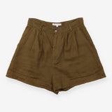 Olive Green 100% Linen High Waisted Ta