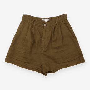 Olive Green 100% Linen High Waisted Ta