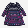 Knitted jumper dress navy with pink mushrooms