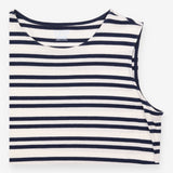 Top Striped Sleeveless Crew Neck