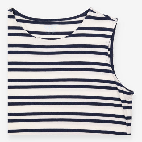 Top Striped Sleeveless Crew Neck