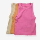 Vests Ribbed Yellow, Pink and Orange 3-Pack