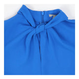 Cobalt blue long sleeve tie neck blouse