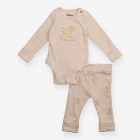 Outfit bodysuit long sleeve rib cream and leggings