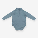 Roll neck blue ribbed bodysuit