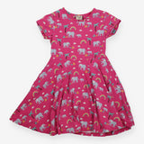 Skater dress Short Sleeve Pink with Elephants 