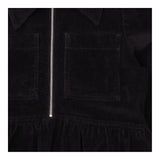 Black Corduroy Zip Front Midi Dress