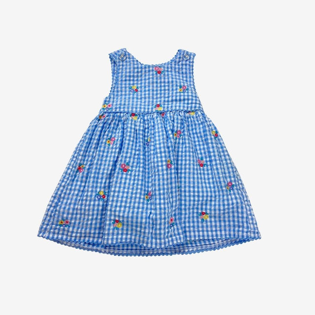 Blue Gingham Embrodied Dress