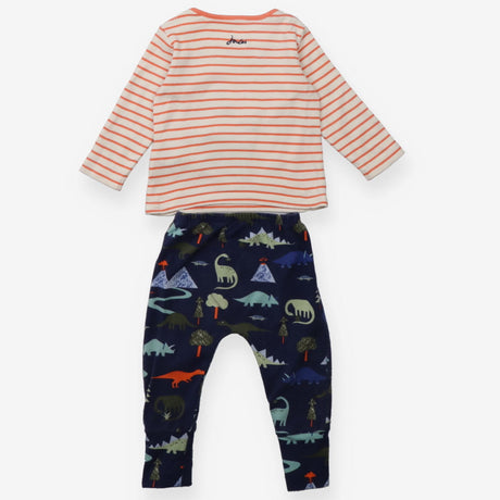 Pyjamas jersey orange stripe top navy dino bottoms