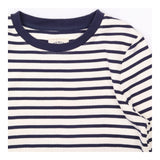 Maxi Dress Cream Navy Stripe Long Sleeve Cotton