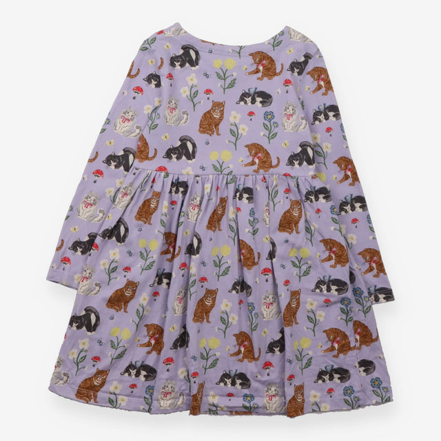 Dress long sleeves purple cats