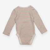Bodysuit long sleeve brown and white stripe