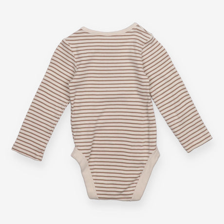 Bodysuit long sleeve brown and white stripe