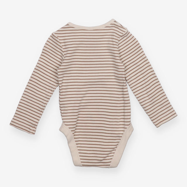 Bodysuit long sleeve brown and white stripe