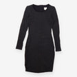 Black Textured Long Sleeve Bodycon Dress