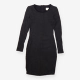 Black Textured Long Sleeve Bodycon Dress