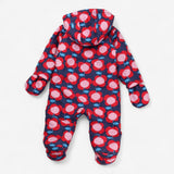 Pink and red Floral Fleece Pramsuit with Mittens