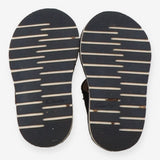 Navy sandals with brass buckle
