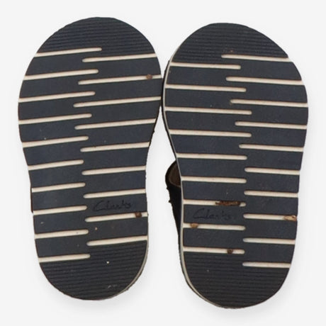 Navy sandals with brass buckle