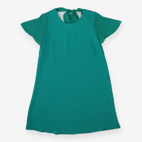 Teal Madelyn Swing Dress – Sheer Sleeves & Bow Bac