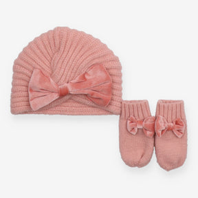 Pink Knit Hat and Mittens