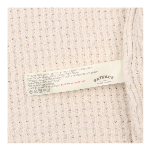 Cardigan Cream Open Front Pockets Cotton Knit