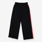 Black wide leg joggers with vivid rainbow stripe d