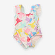 Swimsuit White with Frill shoulders and Birds