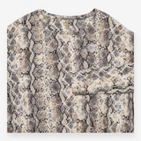 Top Cream Grey Snakeskin Print Long Sleeve High Lo