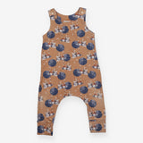 Jersey Romper Rust with Badger and Fox on Rocket